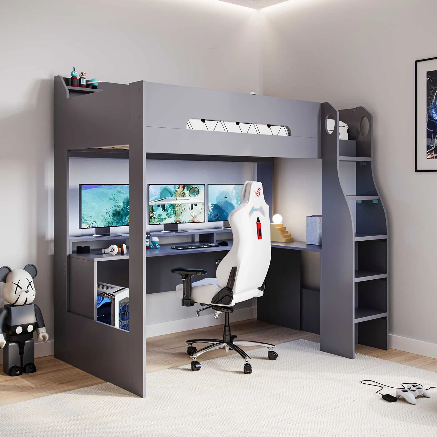 Flair Skyhigh Single Gaming High Sleeper Bed Anthracite
