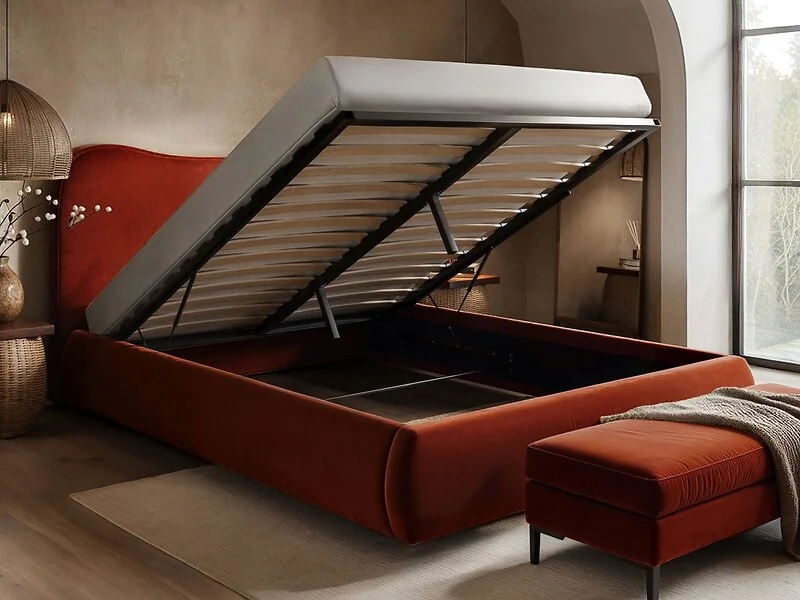 SOLACE+CO Ember Ottoman Bed Orange Velvet – view 2