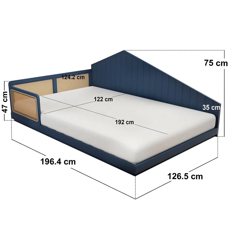Flair Carter Small Double Montessori Bed with Rattan Panels Navy image 5