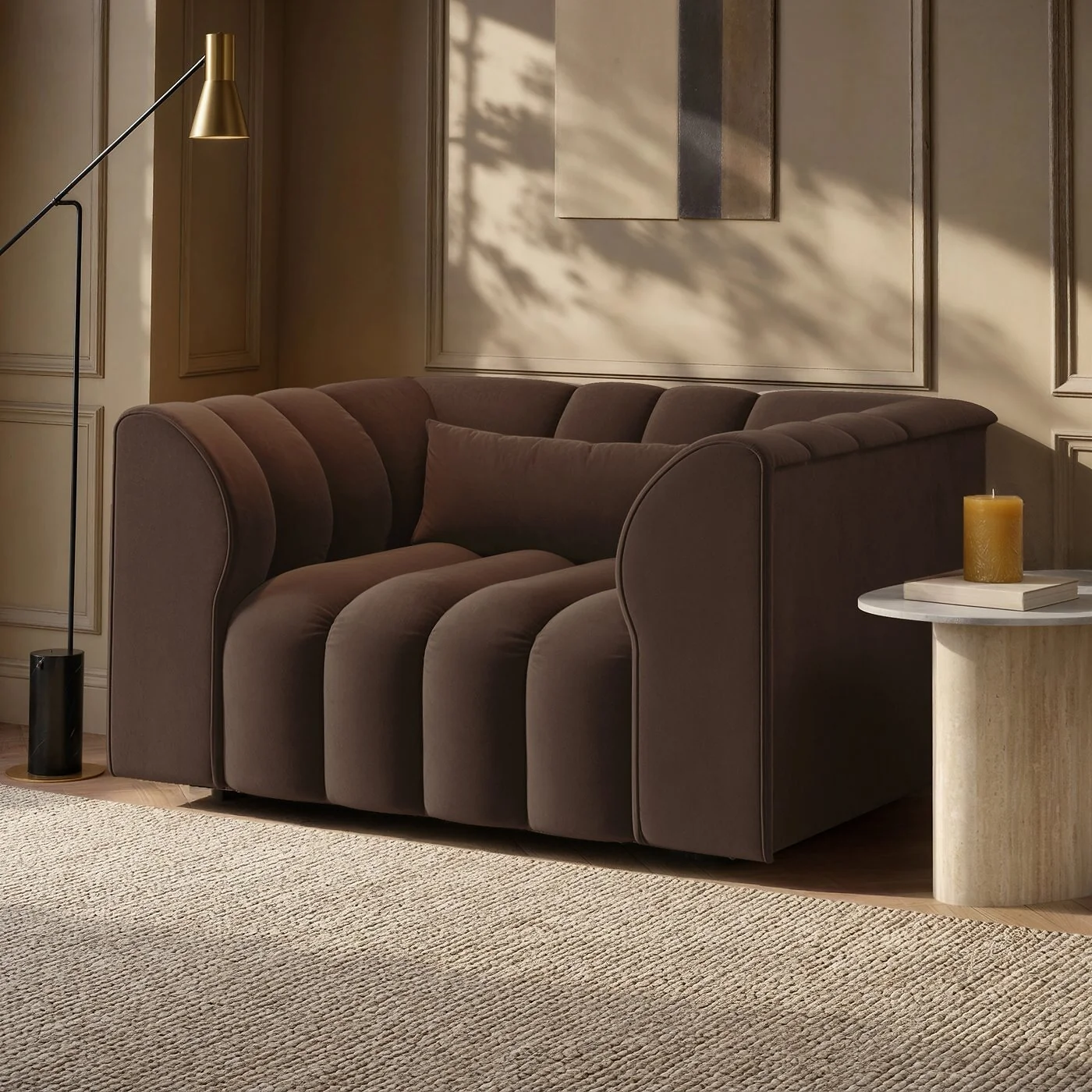 SOLACE+CO Halle Channel Tufted Loveseat 