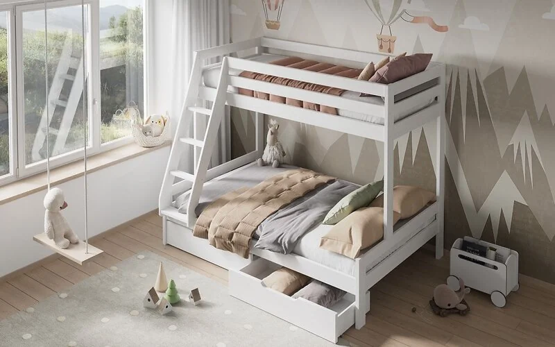 Noomi Nora Solid Wood Triple Bunk Bed with Optional Storage (FSC-Certified)