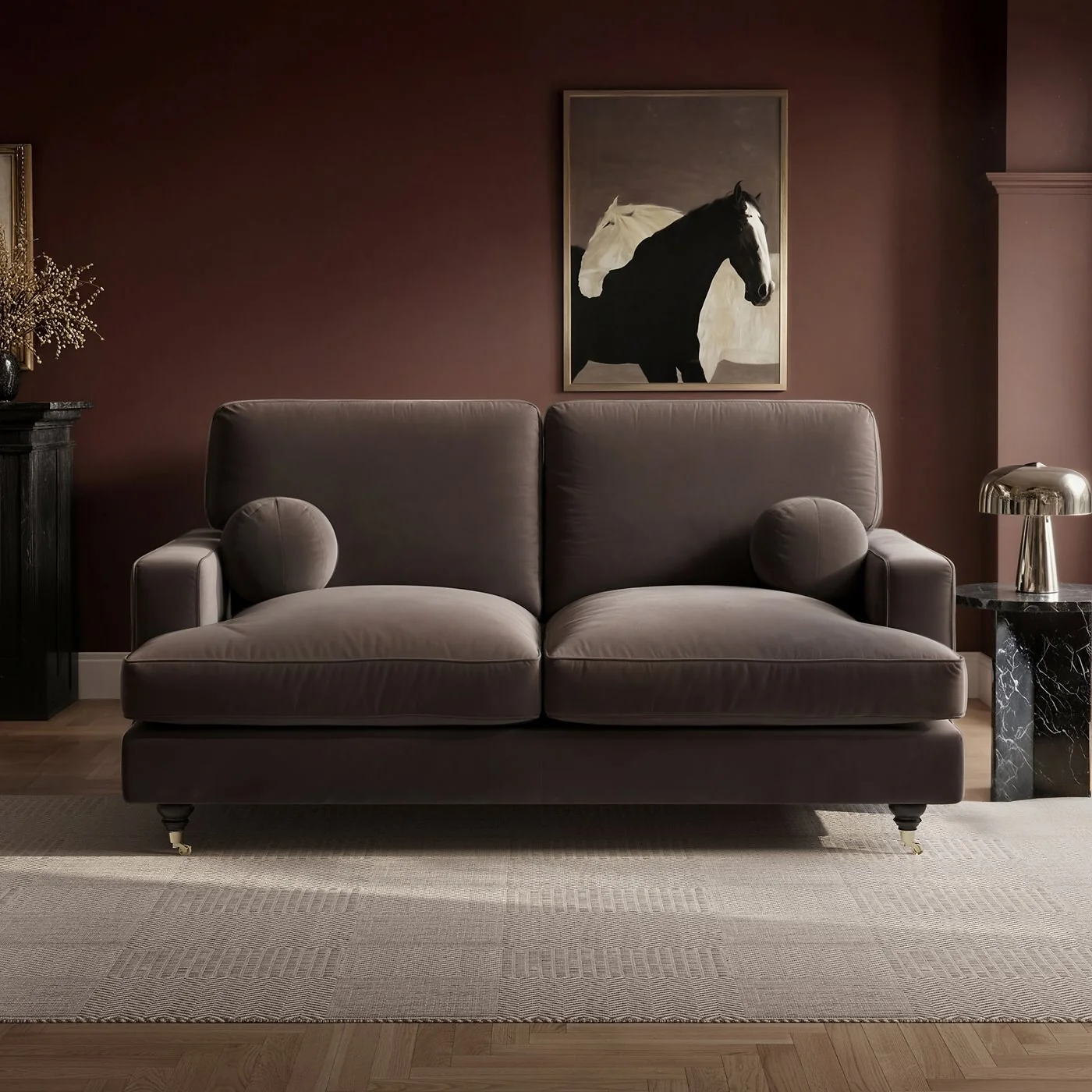 SOLACE+CO Addison 2 Seater Sofa with Caster Legs
