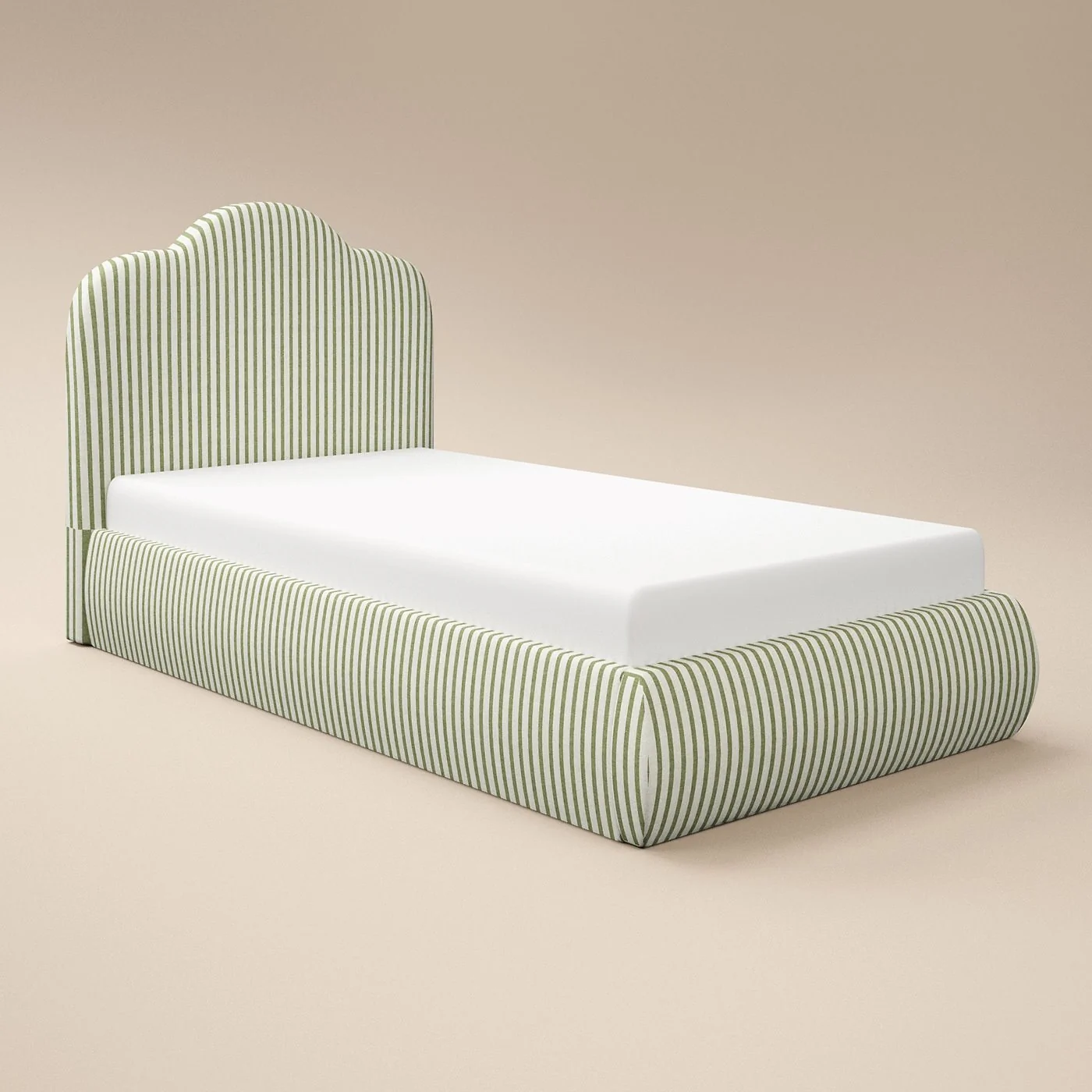 SOLACE+CO Skylynn Cloud Ottoman Kingsize Bed Green Striped Woven Fabric image 15