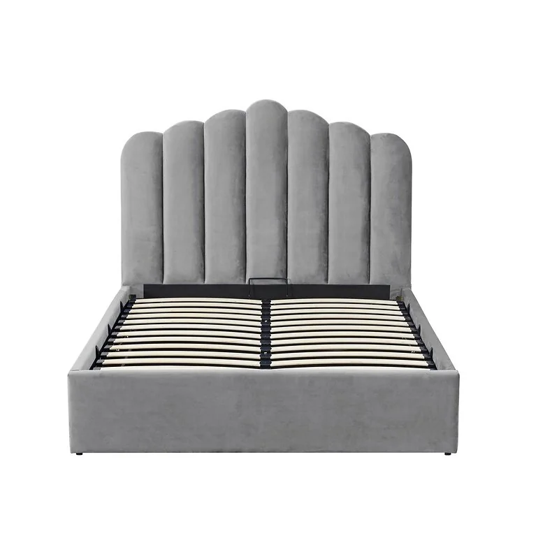 Flair Silver Velvet Poseidon Shell Ottoman Bed image 4