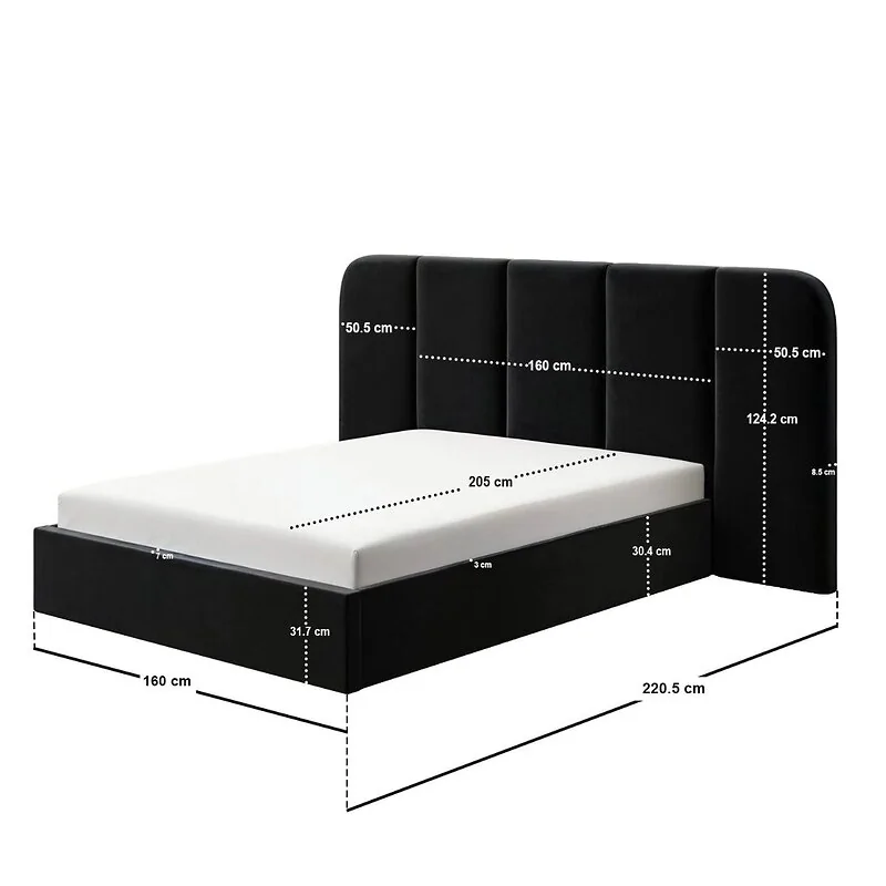 SOLACE+CO Sienna Hotel Ottoman Bed Black Velvet – view 8