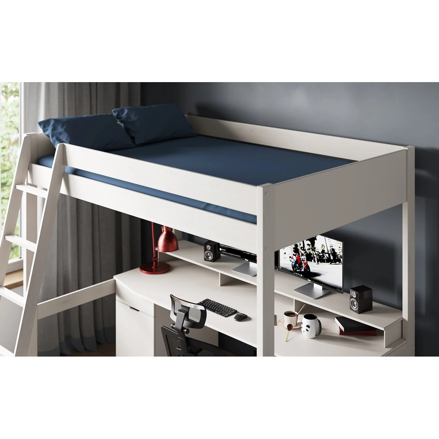 Noomi Tera Solid Wood Small Double Gaming High Sleeper Bed image 2