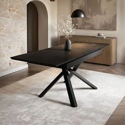 Solace+Co Lexi Extendable Rectangular Dining Table Black