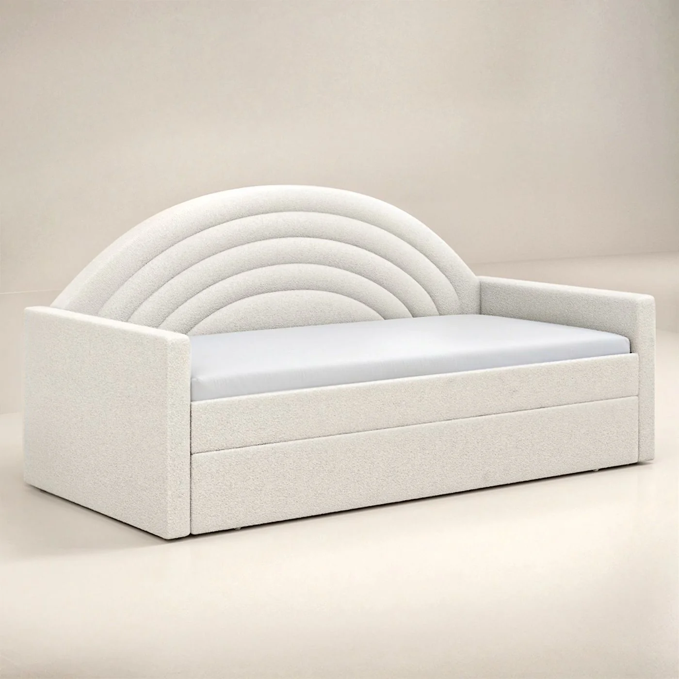 Flair Noa Rainbow Day Bed with Trundle Beige Teddy Fabric image 4