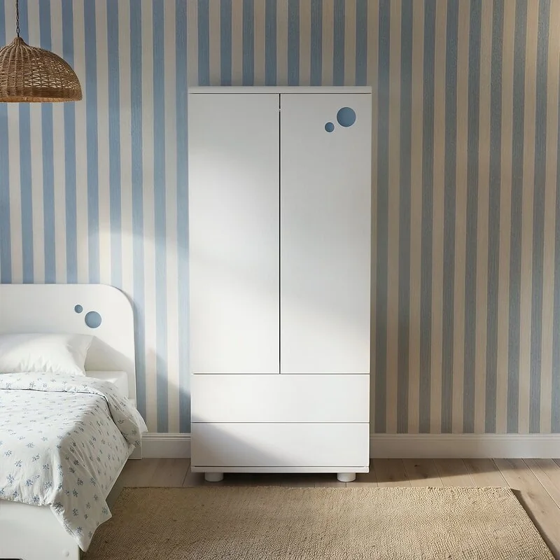 Flair Livana 2 Door 2 Drawer Wardrobe White & Blue