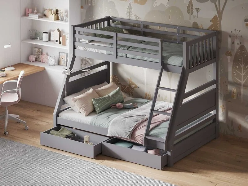 grey Flair Ollie single over double triple bunk bed
