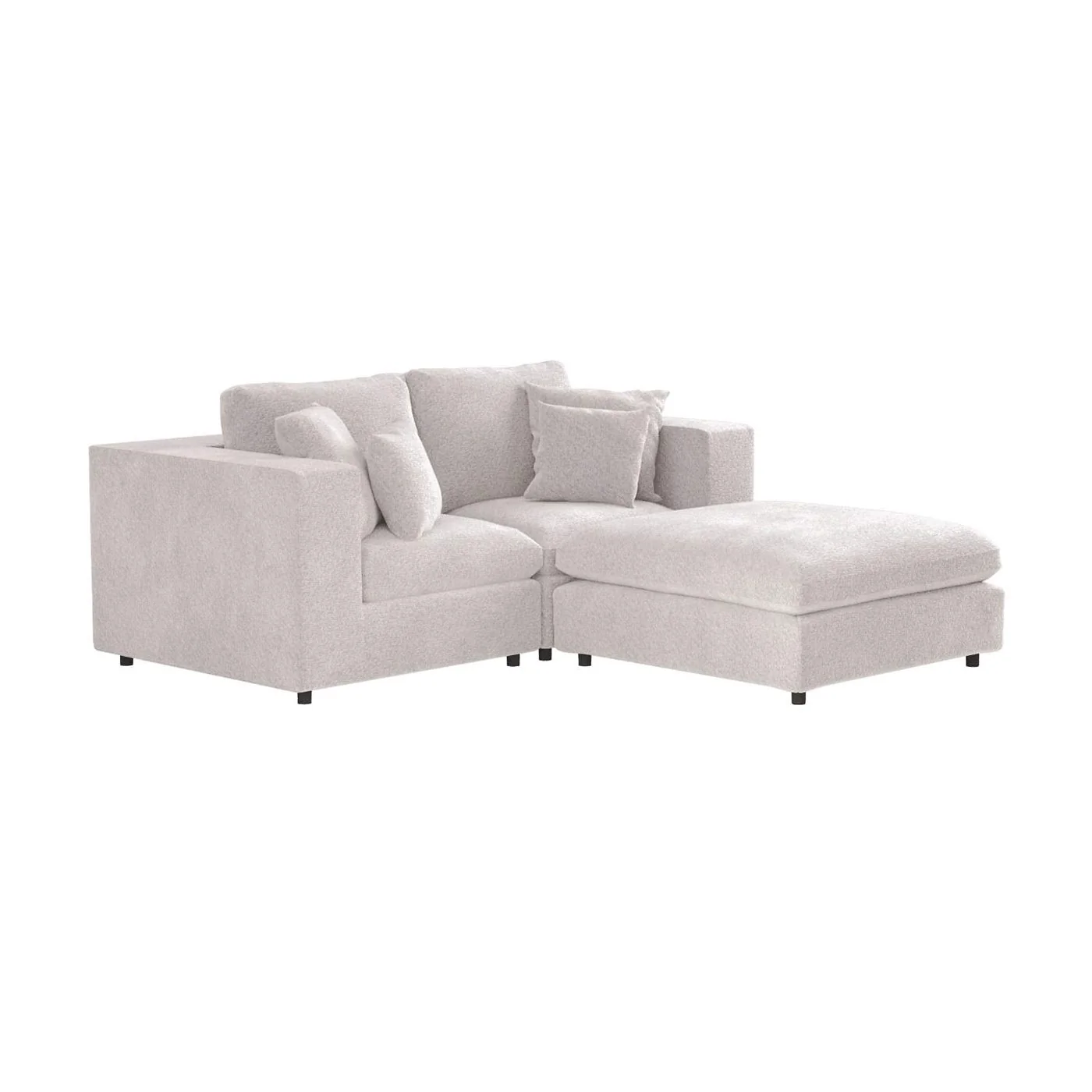 SOLACE+CO Asher 3 Seater Sofa with Reversible Footstool Beige Boucle image 4