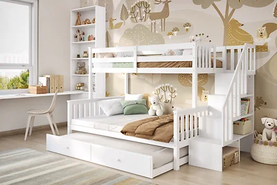 Flair Tag Triple Staircase Bunk Bed with Trundle