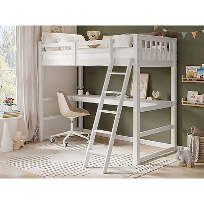 Flair Jules High Sleeper Bed with Desk White