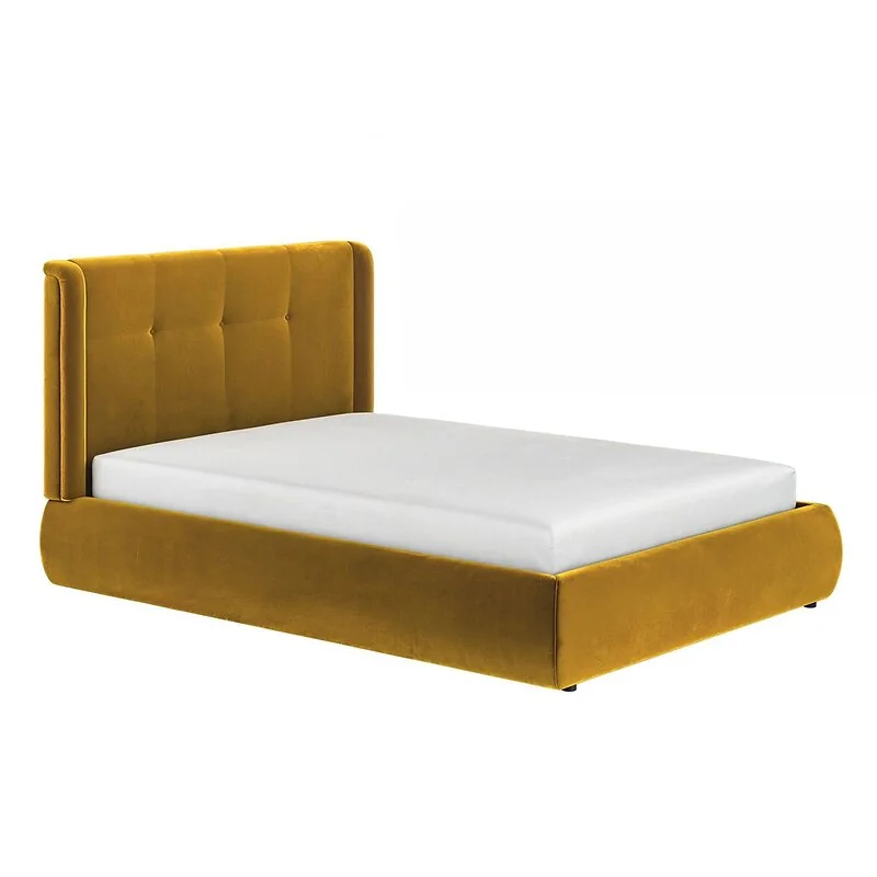 SOLACE+CO Monte Gold Velvet Winged Button Headboard Ottoman Bed image 6