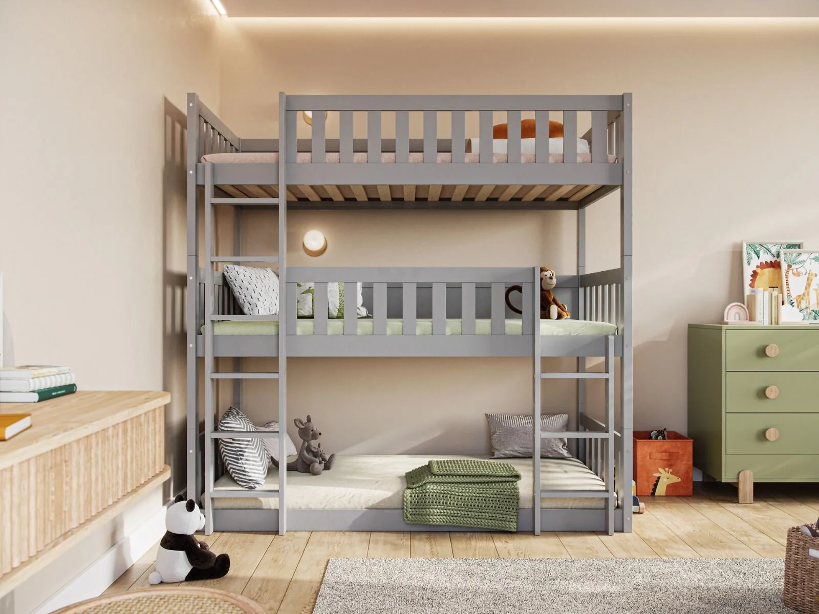Flair Bea triple high bunk bed in grey