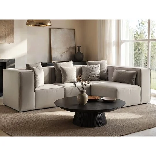 SOLACE+CO Anders Right Corner Modular Sofa Beige Velvet
