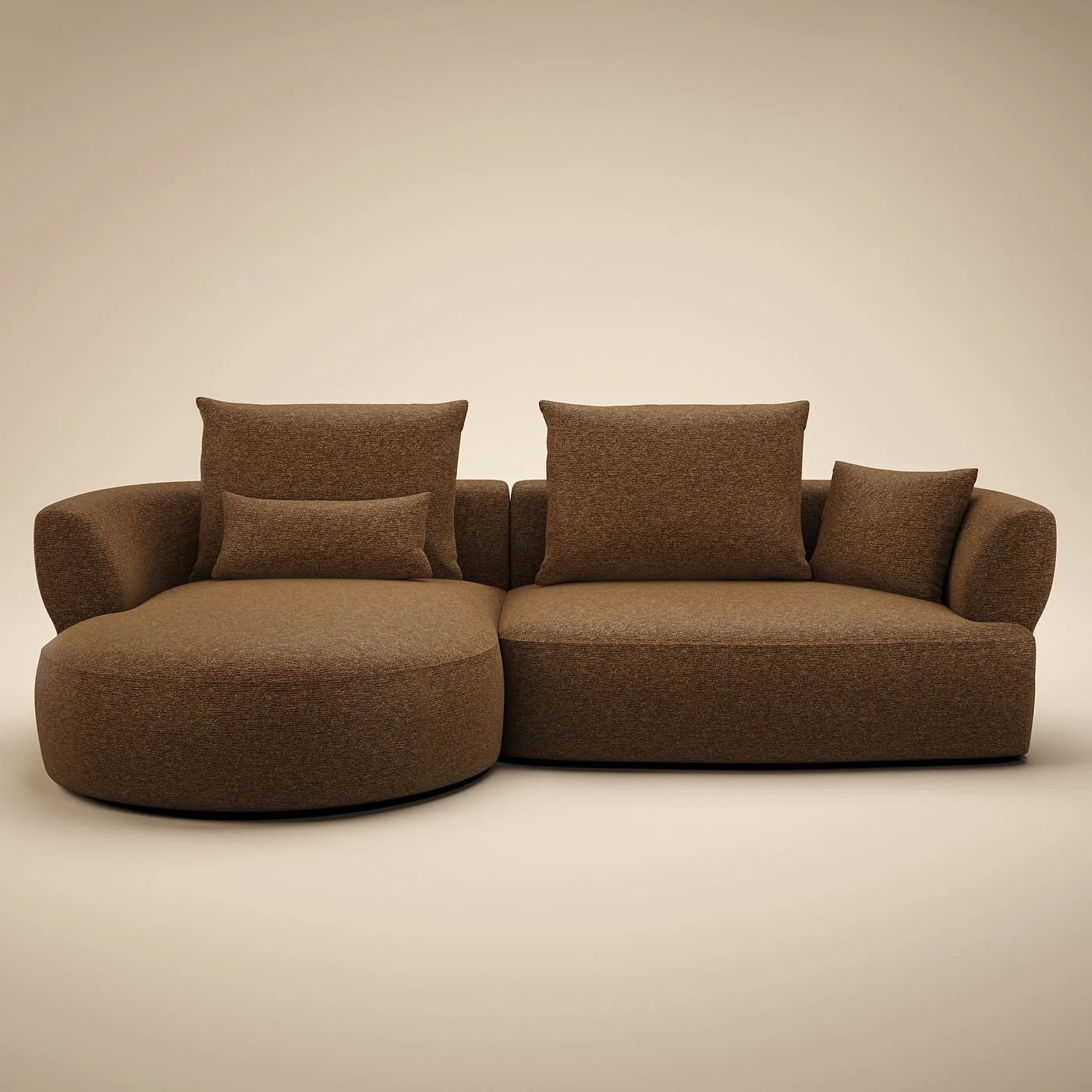 SOLACE+CO Lia Large L-shaped 4 Seater Sofa Brown Chenille image 4