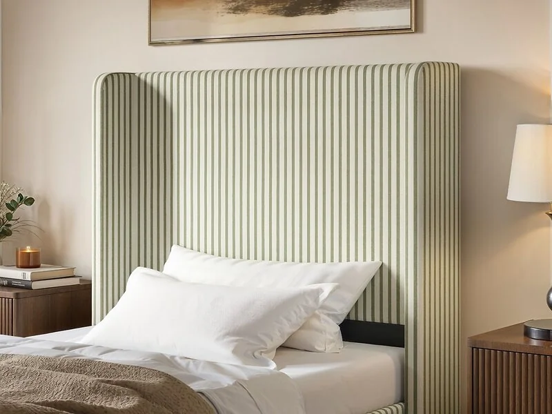 SOLACE+CO Jovanna green stripe bed -headboard