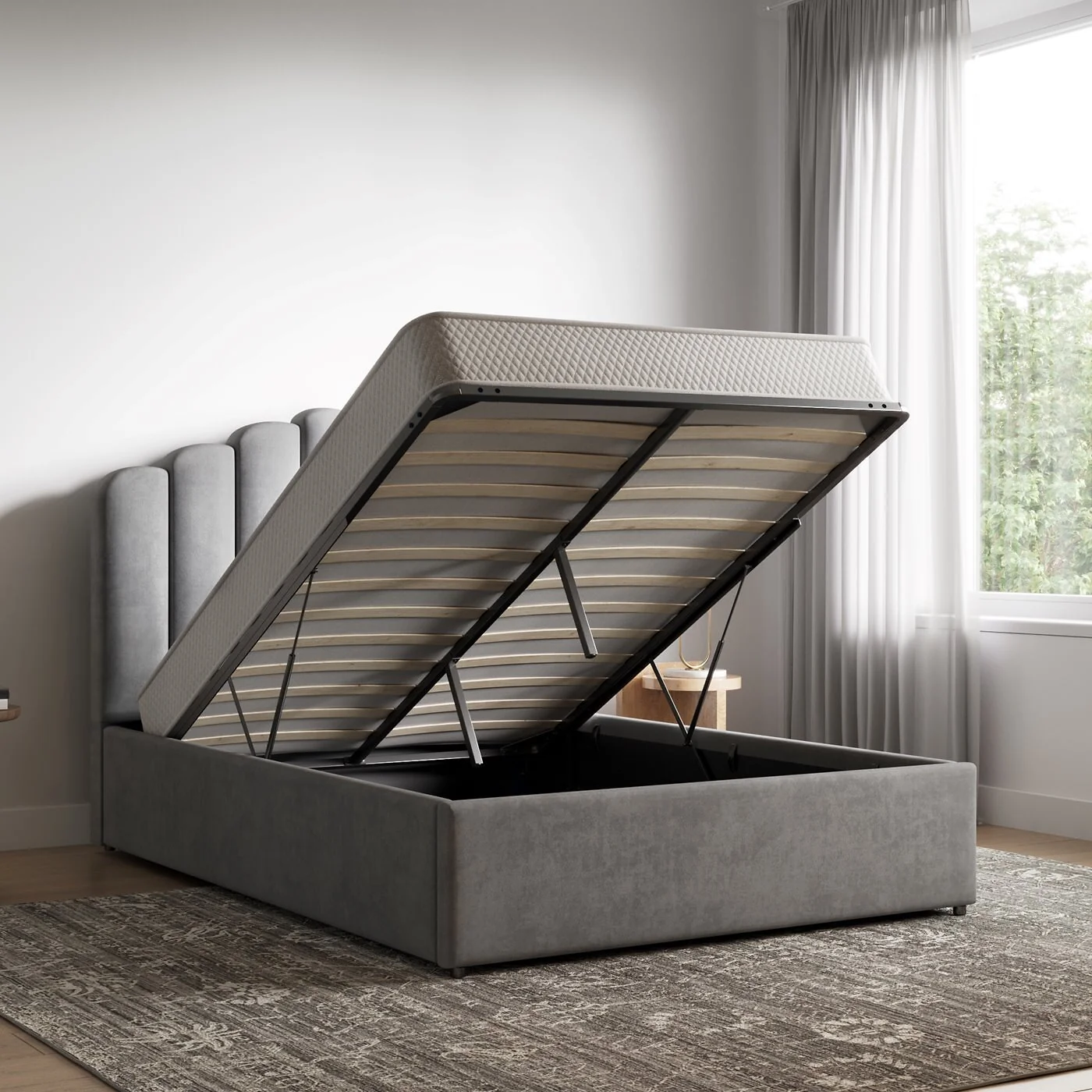 Flair Silver Velvet Poseidon Shell Ottoman Bed image 2