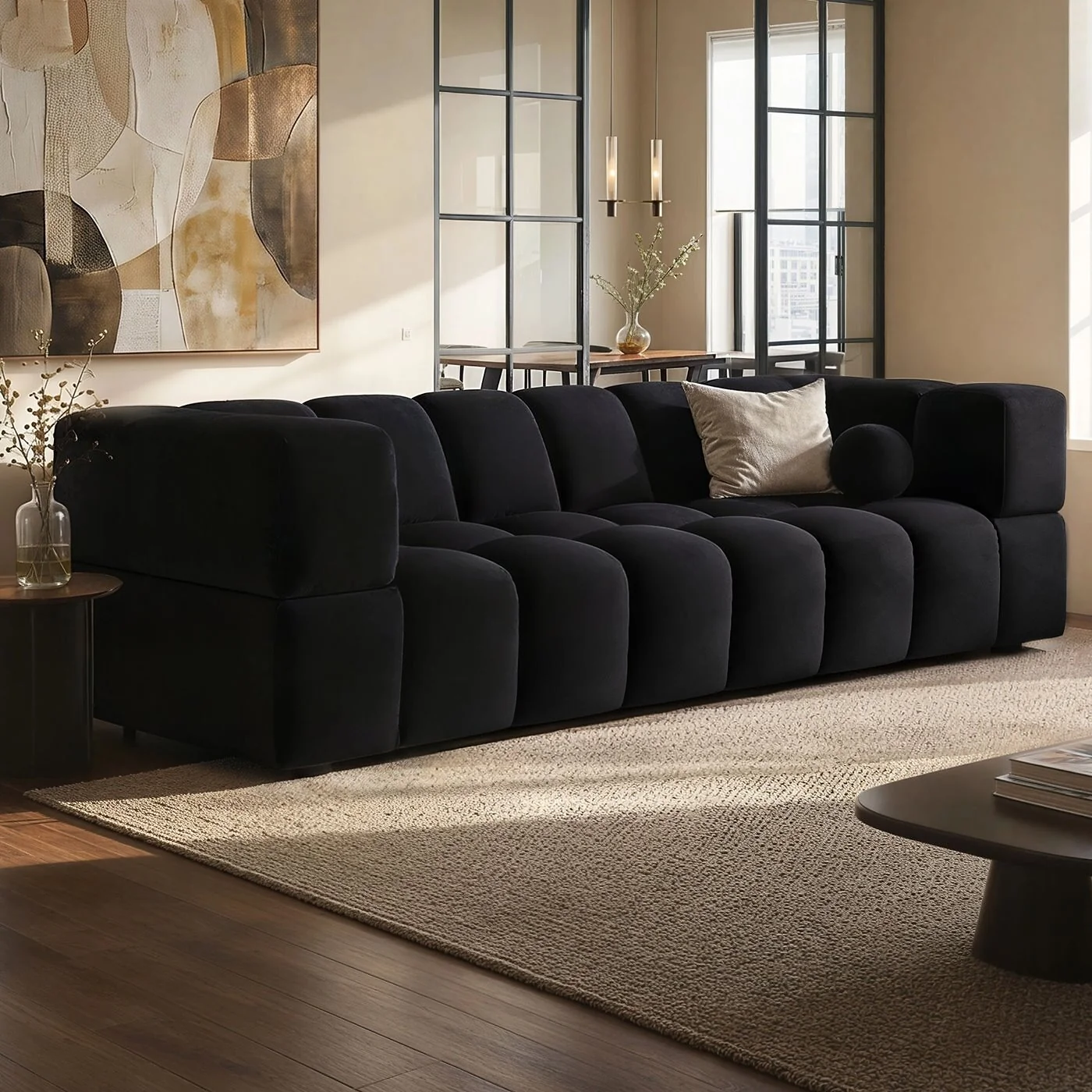 SOLACE+CO Jenson 4 Seater Cloud Bubble Sofa Black
