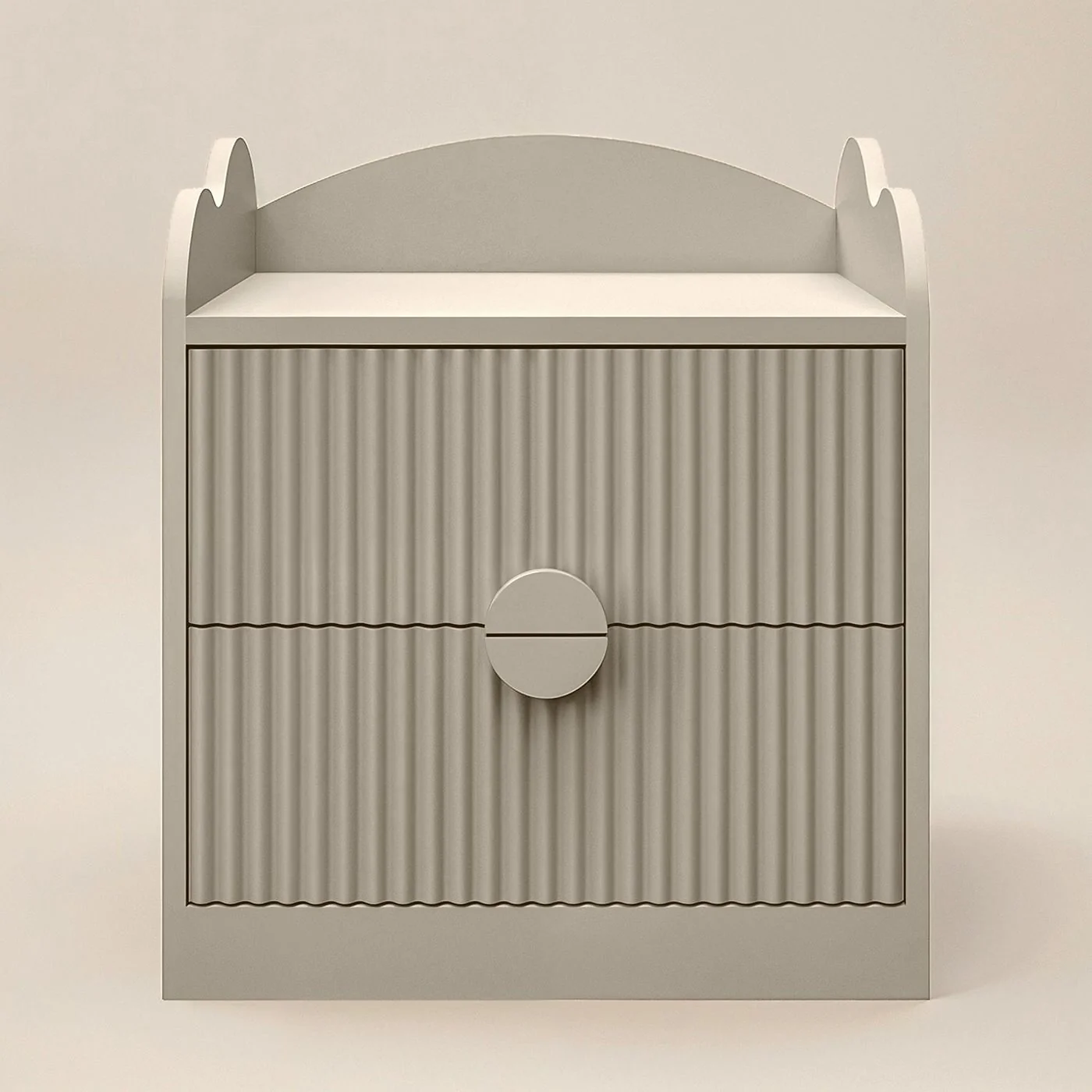 Flair Calista 2 Drawer Cloud Detail Ribbed Bedside Table Taupe image 4
