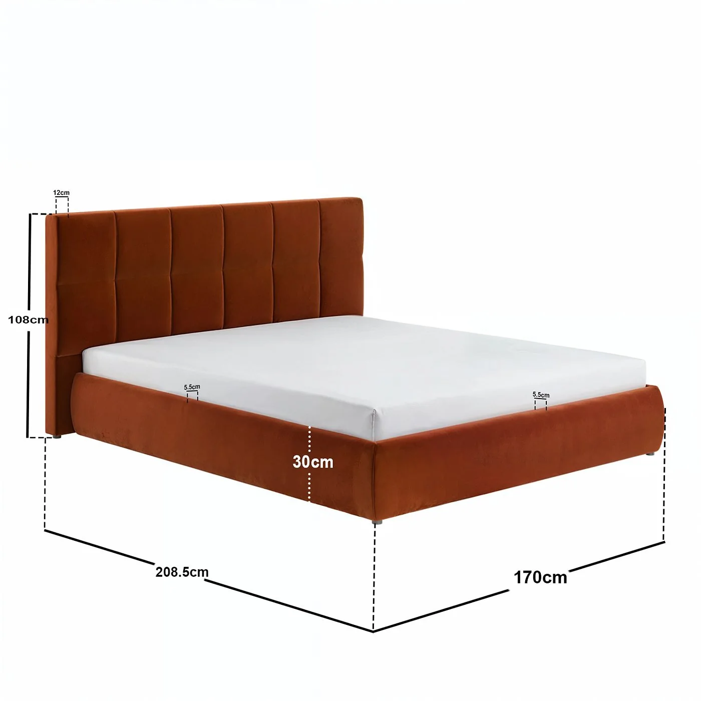 SOLACE+CO Mika Ottoman Bed Burnt Orange Velvet image 6