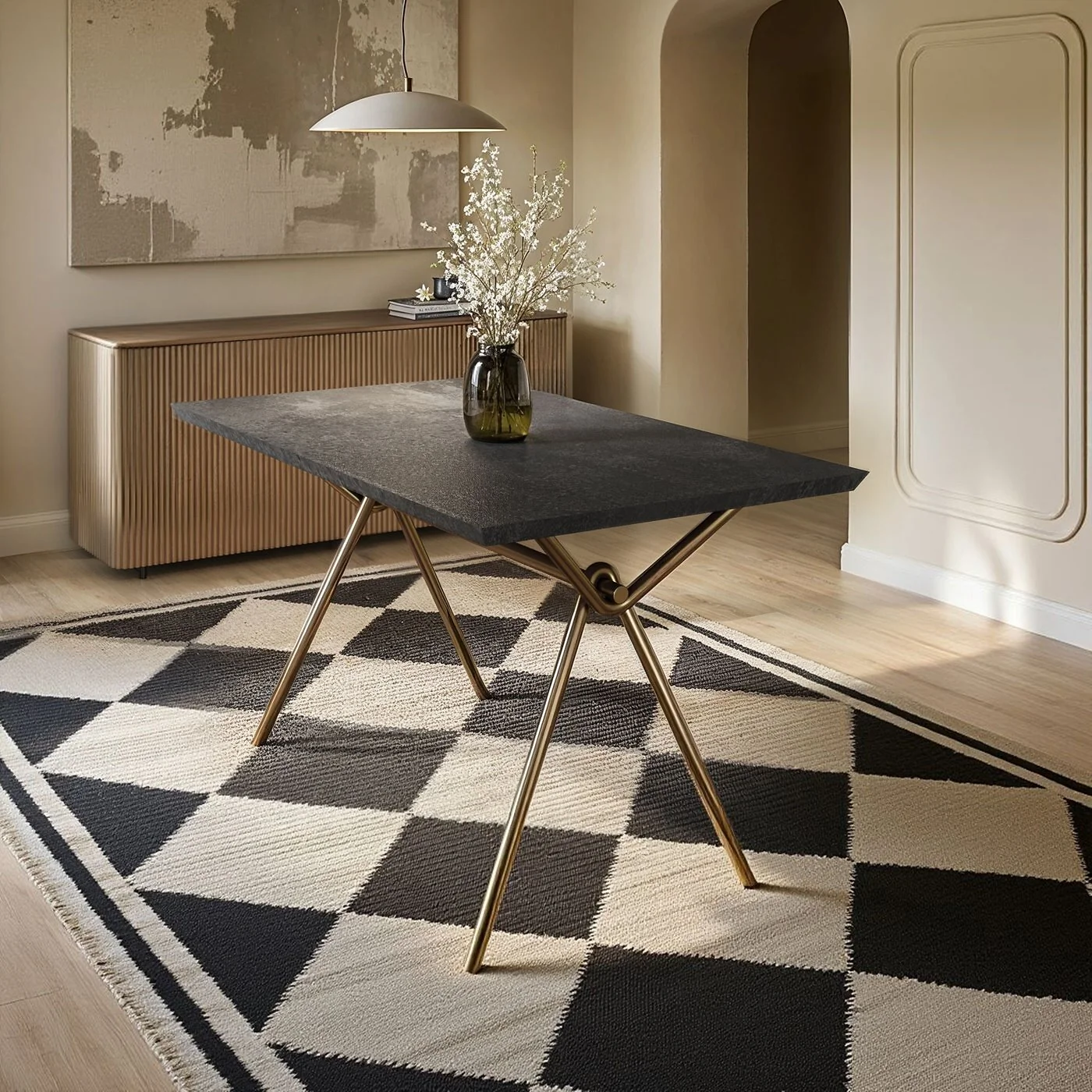 SOLACE+CO Lexi Dining Table with 4 Isla Swivel Dining Chairs Cream image 3