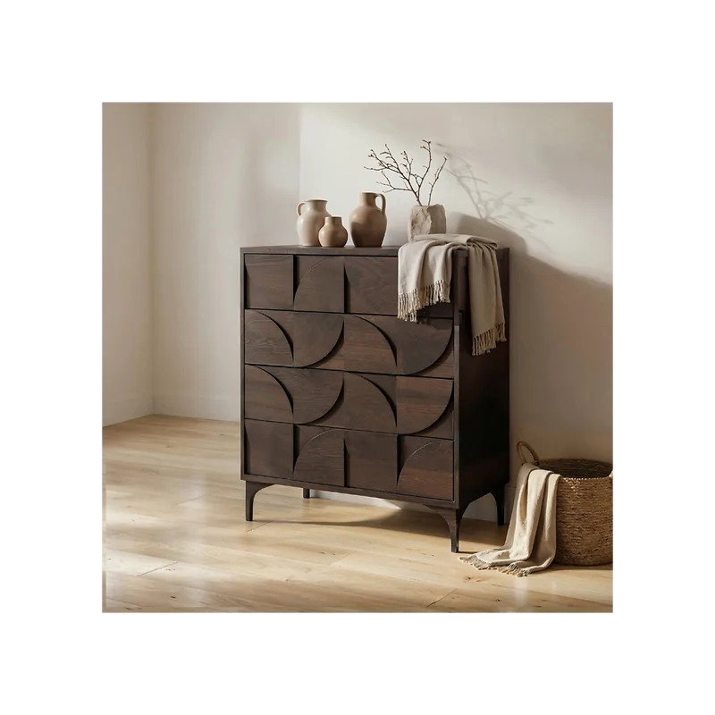 SOLACE+CO Leon Geometric Chest of Drawers Walnut image 2