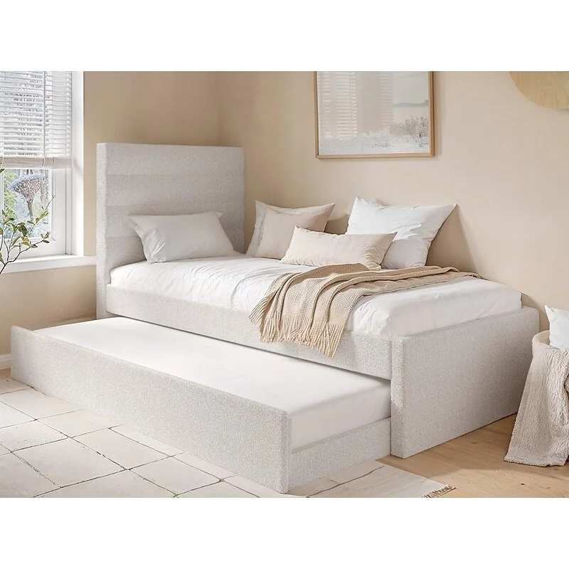 Flair Ari Upholstered Single Bed With Trundle Beige Boucle image 2