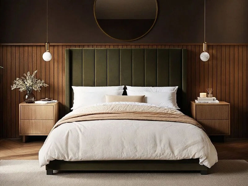 Flair Tiggy Ottoman Bed with Winged Headboard Khaki Velvet – view 3