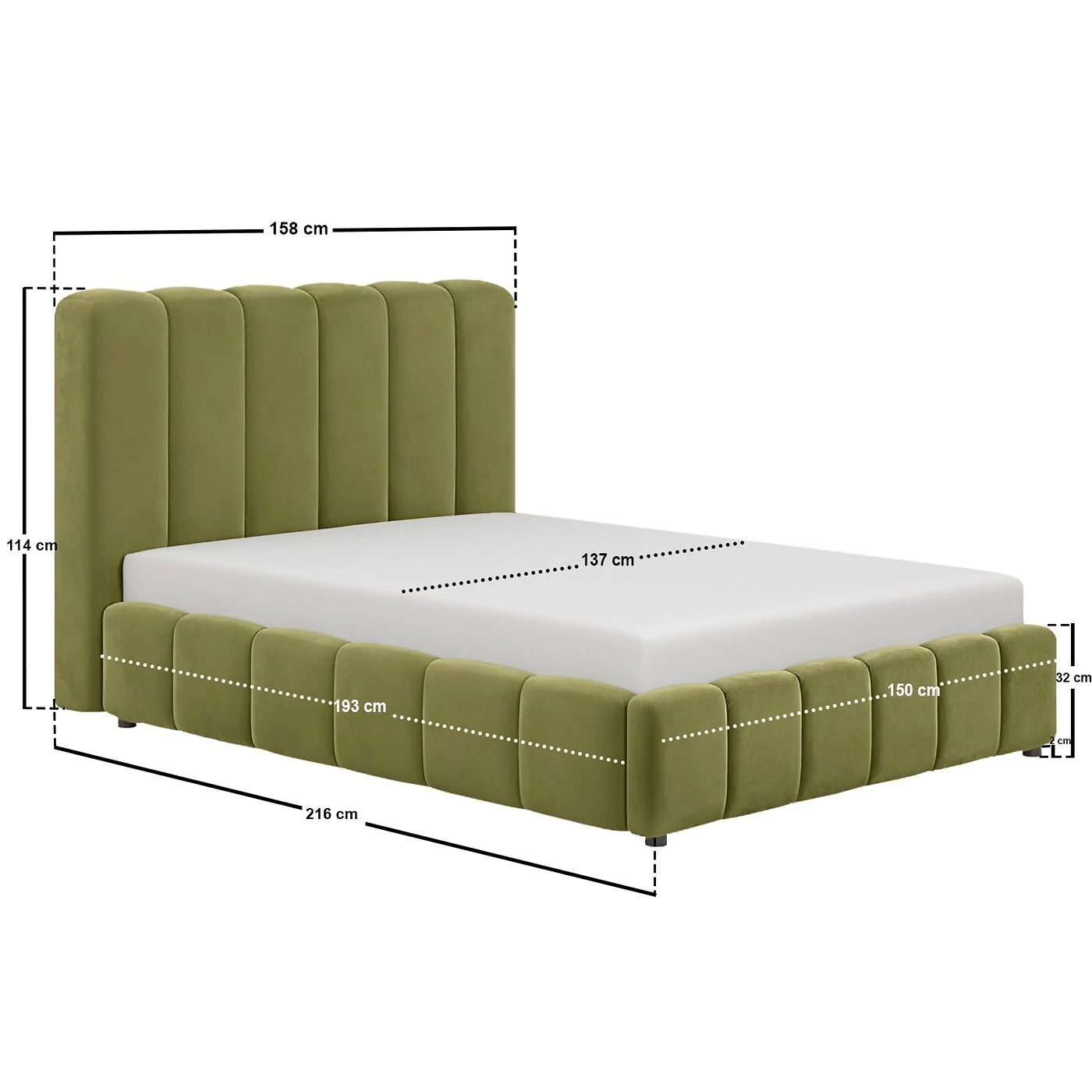 SOLACE+CO Emilie Ribbed Ottoman Bed Green Velvet image 9