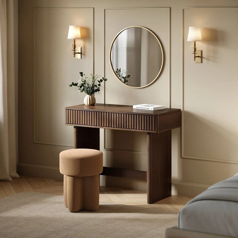 SOLACE+CO Velmor Ribbed Dressing Table Walnut