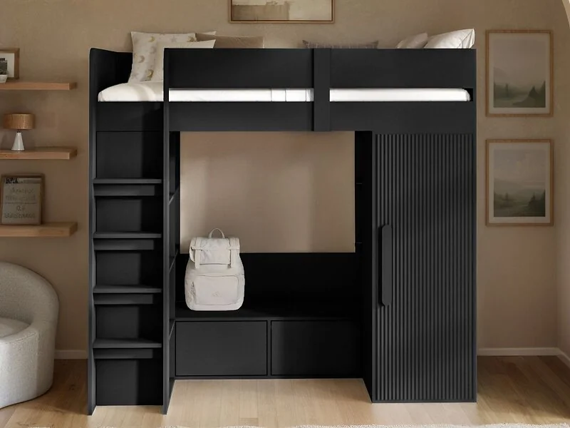 Flair Aspen Ribbed High Sleeper with Storage & Wardrobe – view 4