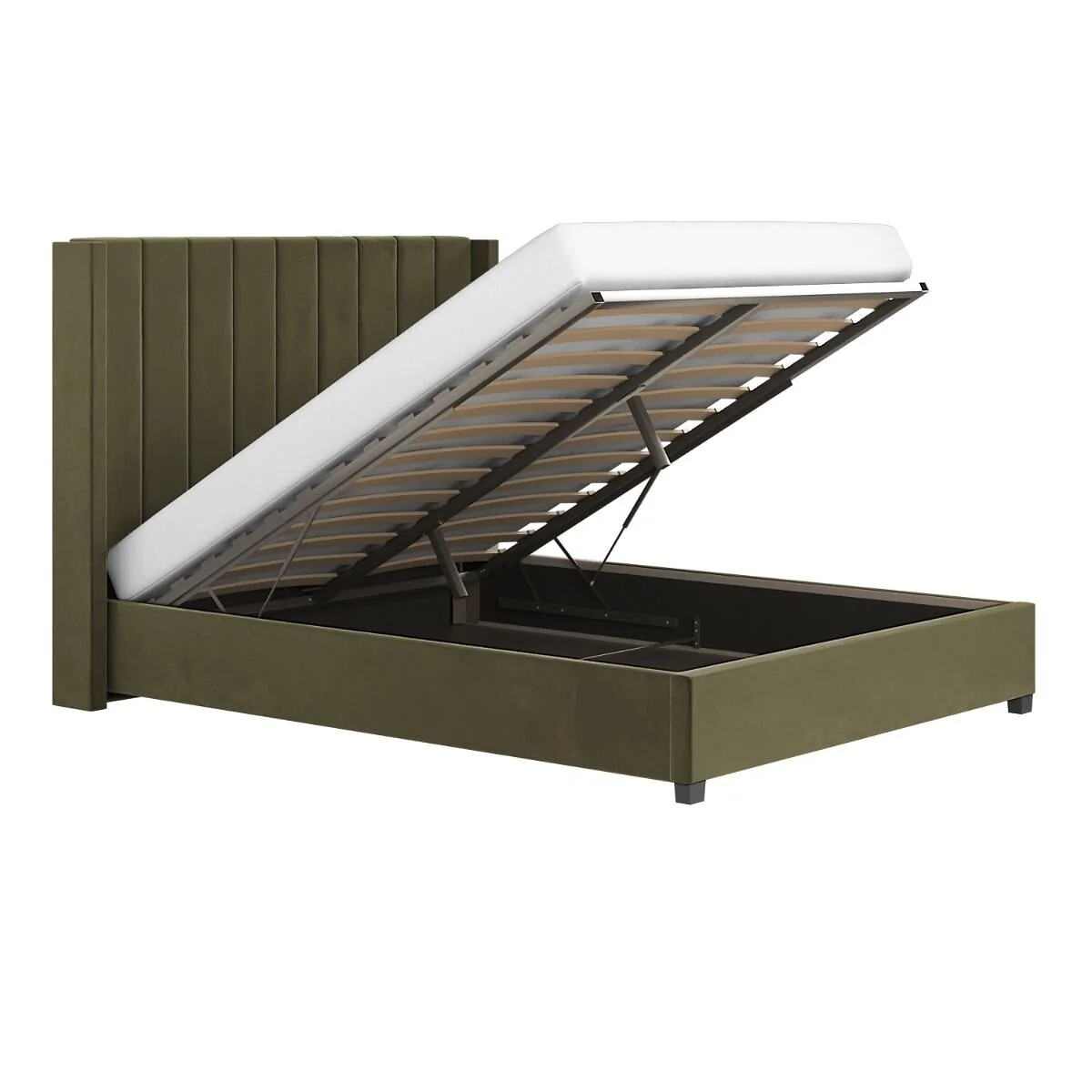 Flair Tiggy Ottoman Bed with Winged Headboard Khaki Velvet – view 5