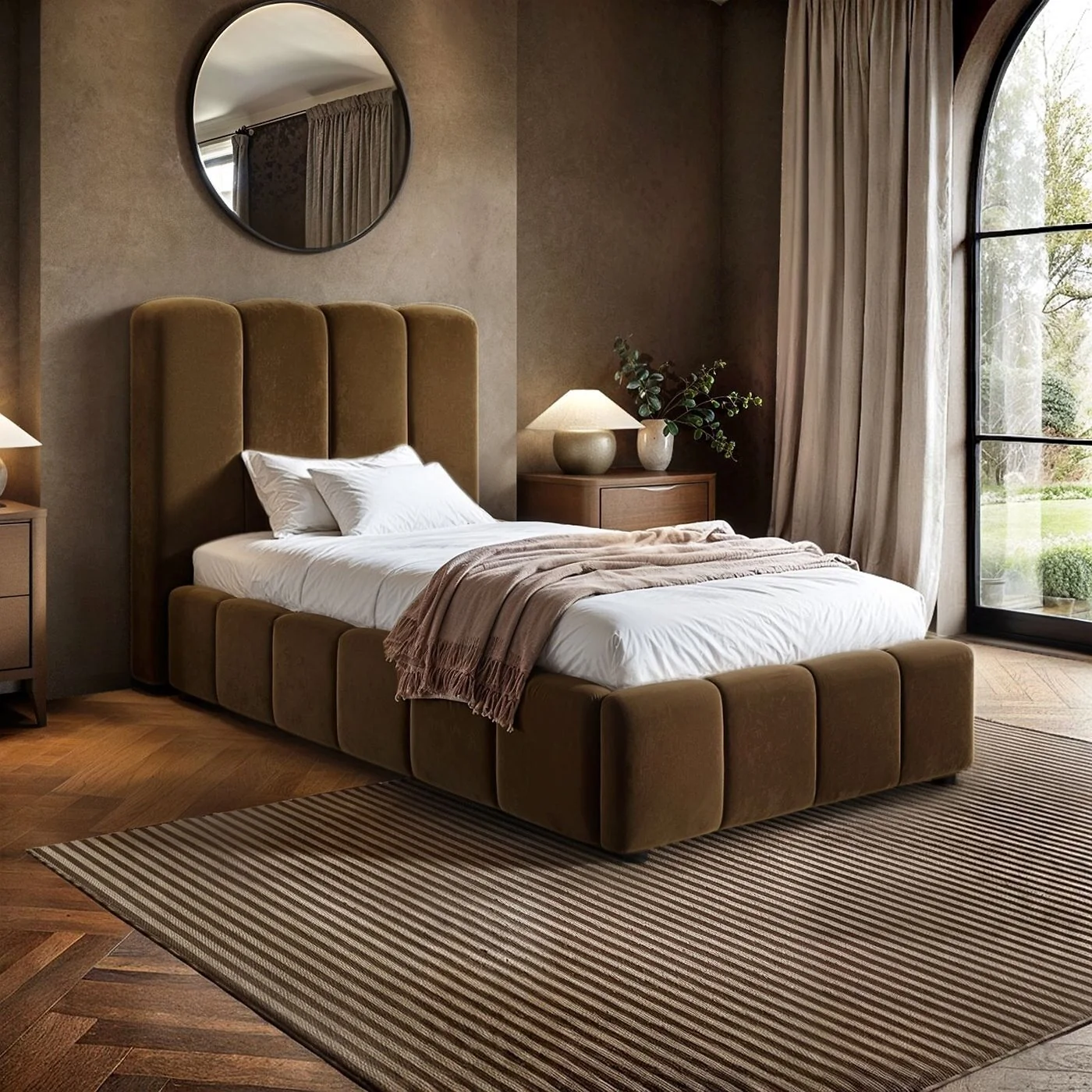 SOLACE+CO Emilie Single Ribbed Ottoman Bed
