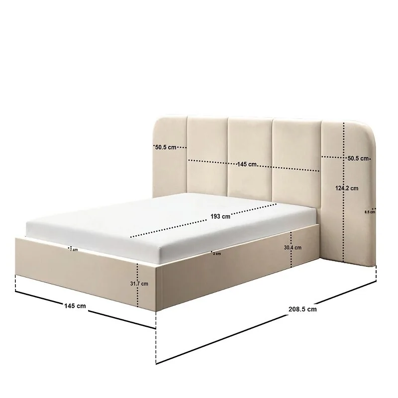 SOLACE+CO Sienna Hotel Ottoman Bed Cream Velvet – view 7