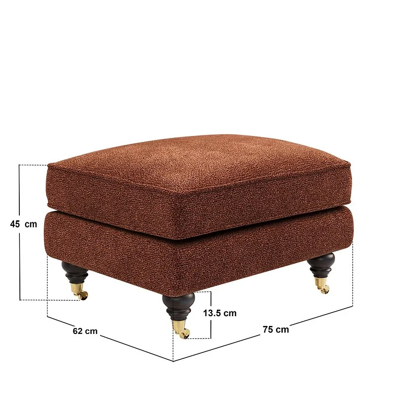 SOLACE+CO Addison Loveseat Footstool Bundle Orange Chenille image 5