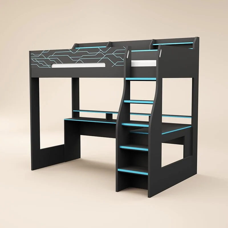 Recoil Ultimate Neon Gaming High Sleeper Charcoal & Blue image 3
