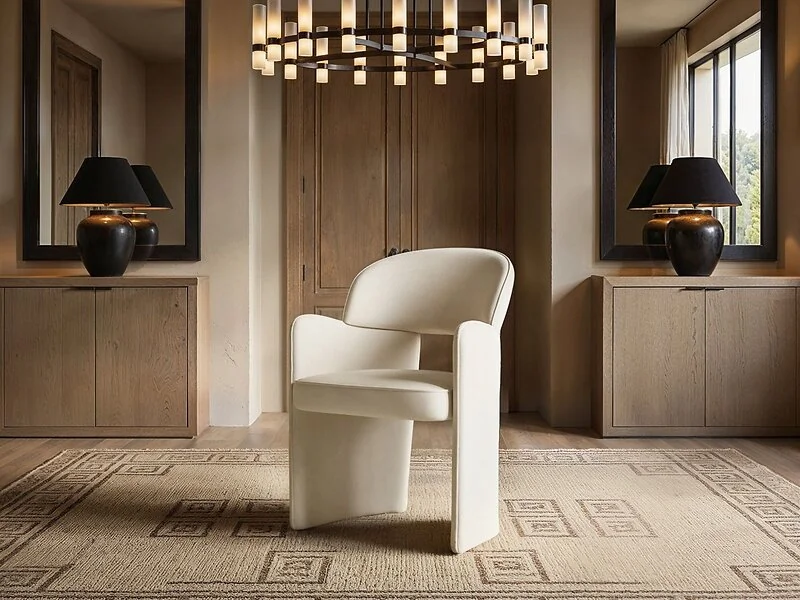 Beige Estella velvet chairs - front view
