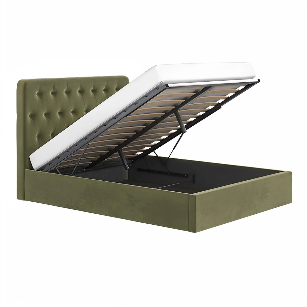 Flair Marley Buttoned Headboard Ottoman Bed Green Velvet – view 6