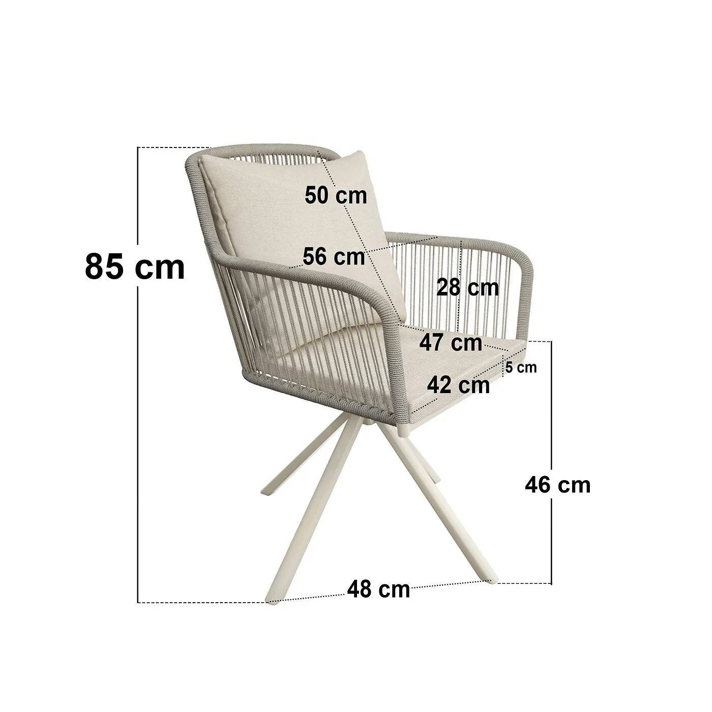 SOLACE+CO Hana Table & Juno Swivel Chairs Garden Bistro Set Beige Rattan image 8