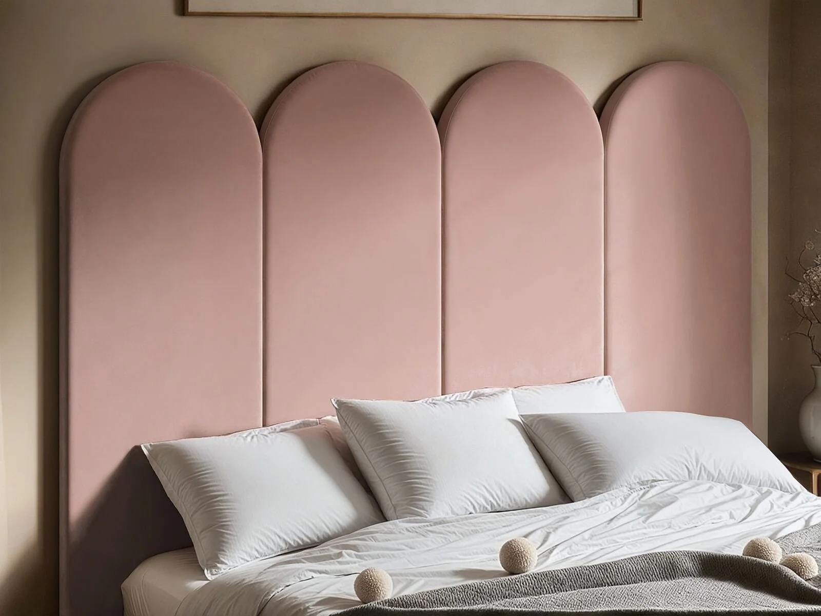 SOLACE+CO Cirrus Headboard Wall Panel Pink Velvet – view 9