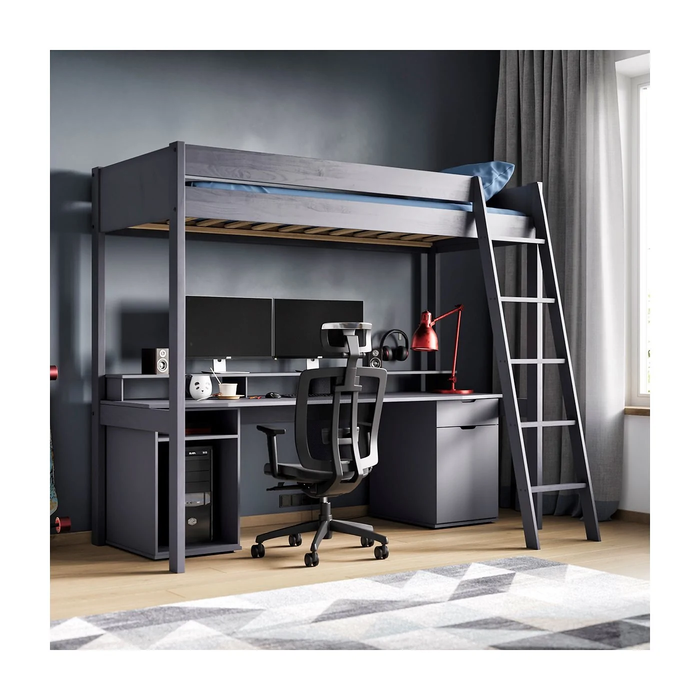 Noomi Tera Solid Wood Gaming High Sleeper Bed image 3