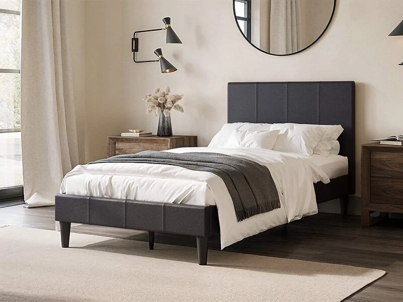 Flair Leto Faux Leather Bed Frame Frame Brown – view 2