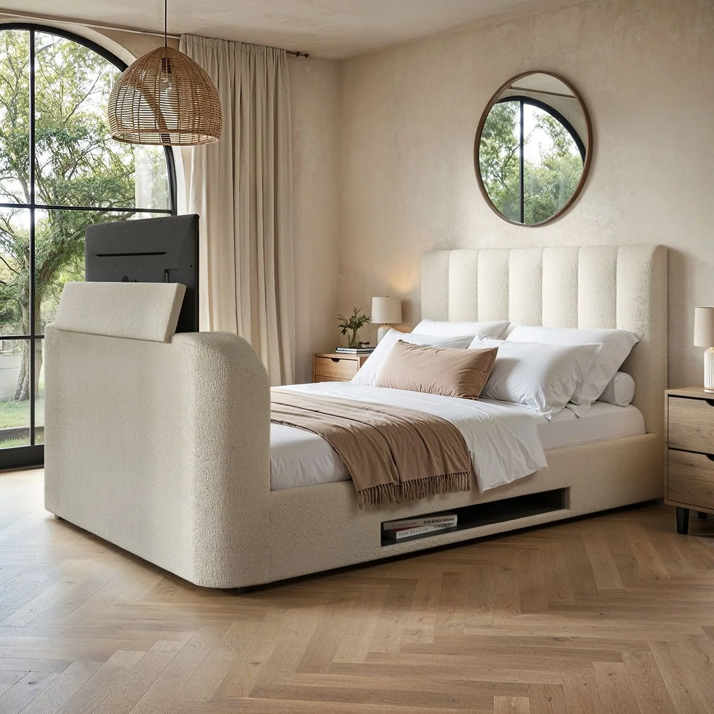 Flair Megane Boucle Side Lift TV Ottoman
