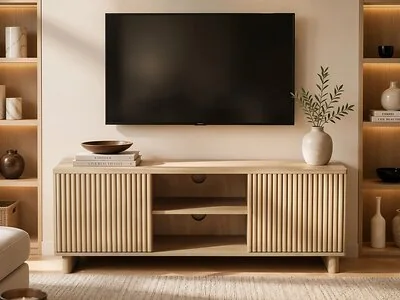 SOLACE+CO Velmor 120cm Ribbed TV Unit with Storage