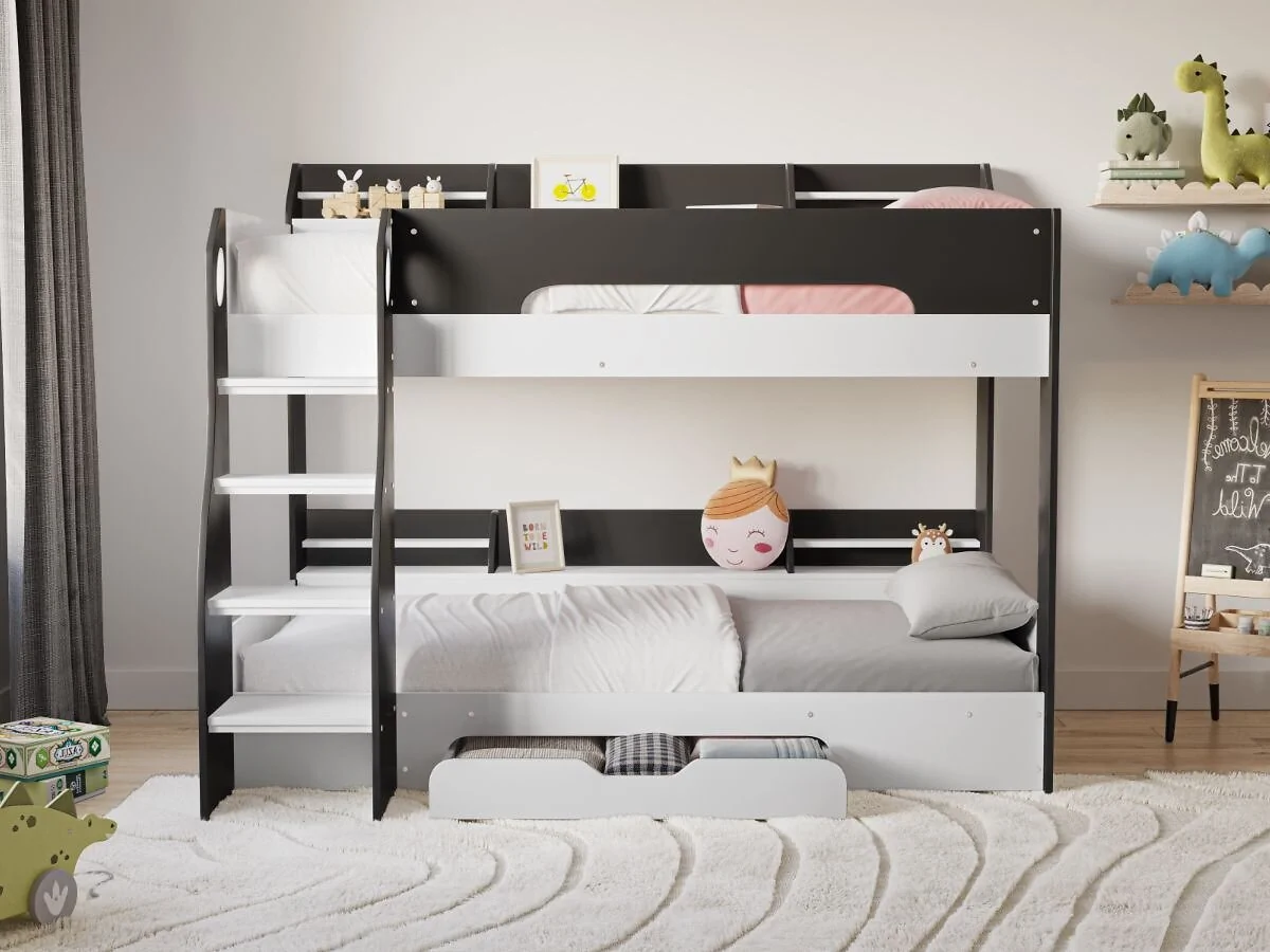 Flair Flick Storage Grey Bunk Bed with Drawer – view 5