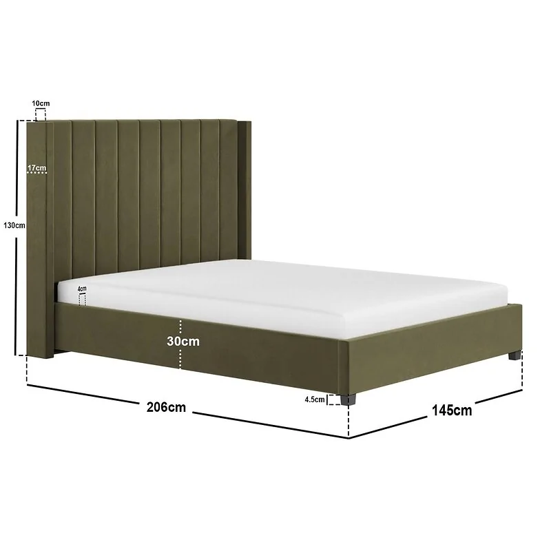 Flair Tiggy Khaki Velvet Ottoman Bed with Winged Headboard image 8