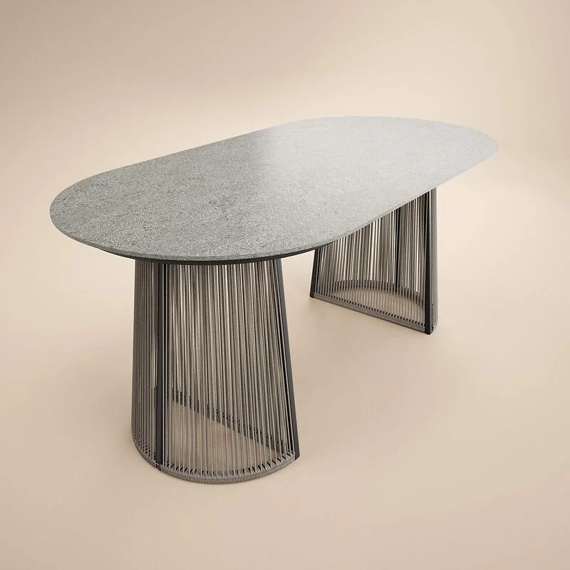 SOLACE+CO Hana Oval Garden Dining Table Grey with Lynden Chairs Set of 4 Dark Brown image 4