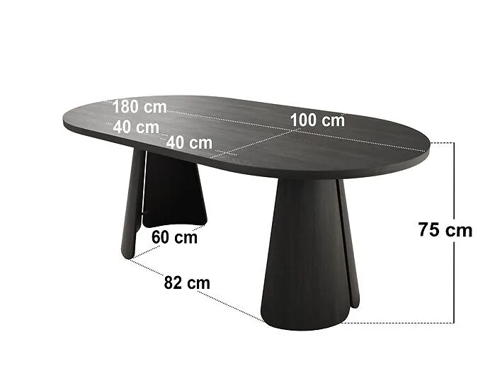 Ebony black extendable dining table fully extended to 180cm